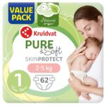 Kruidvat Pure & Soft luiers maat 1 | 62 stuks